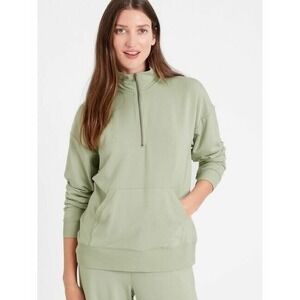 Banana Republic Sz M Sage Baby Terry Zip Sweatshirt Fleece Kangaroo Pocket